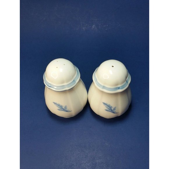 Villeroy & Boch Casa Azul Salt and Pepper Set Blue Trim and Leaf Made In Germany - Picture 6 of 10